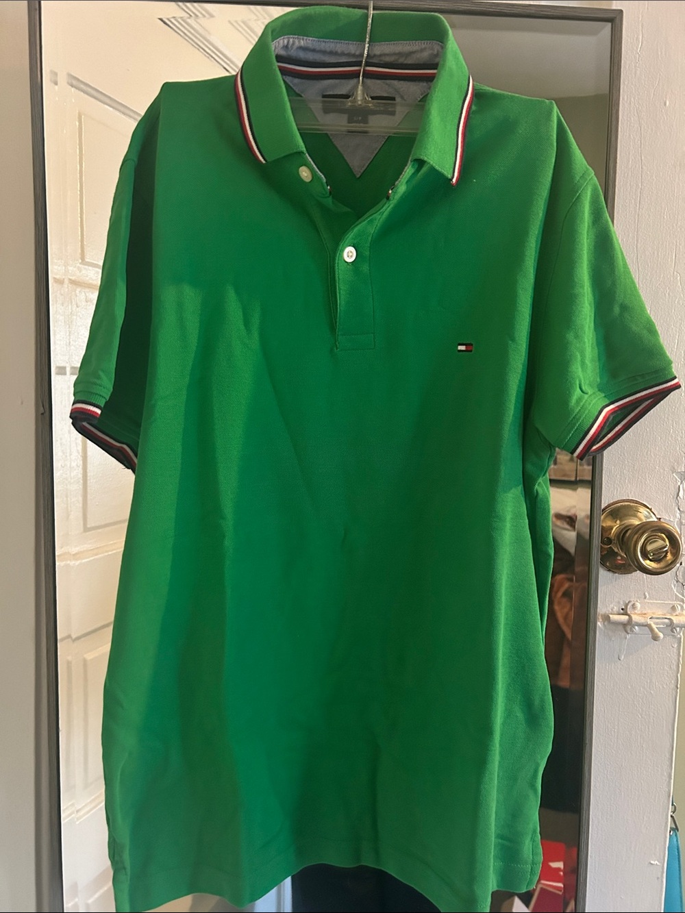 Tommy Hilfiger Green Polo with Contrast Trim